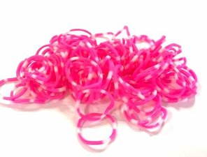 600 Loombands zebra roze wit