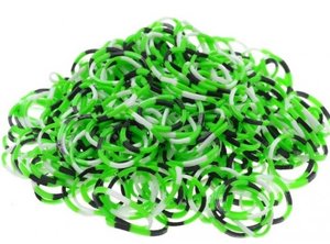 200 loom bands confetti zwart/groen/geel