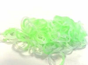 600 Loom bands jelly lichtgroen-wit/transparant