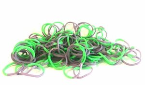 300 Loom bands groen met paars/bruin