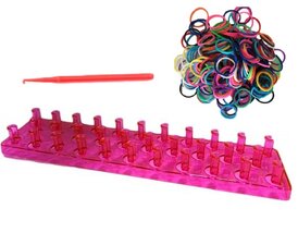 Roze loombord met loom elastiekjes